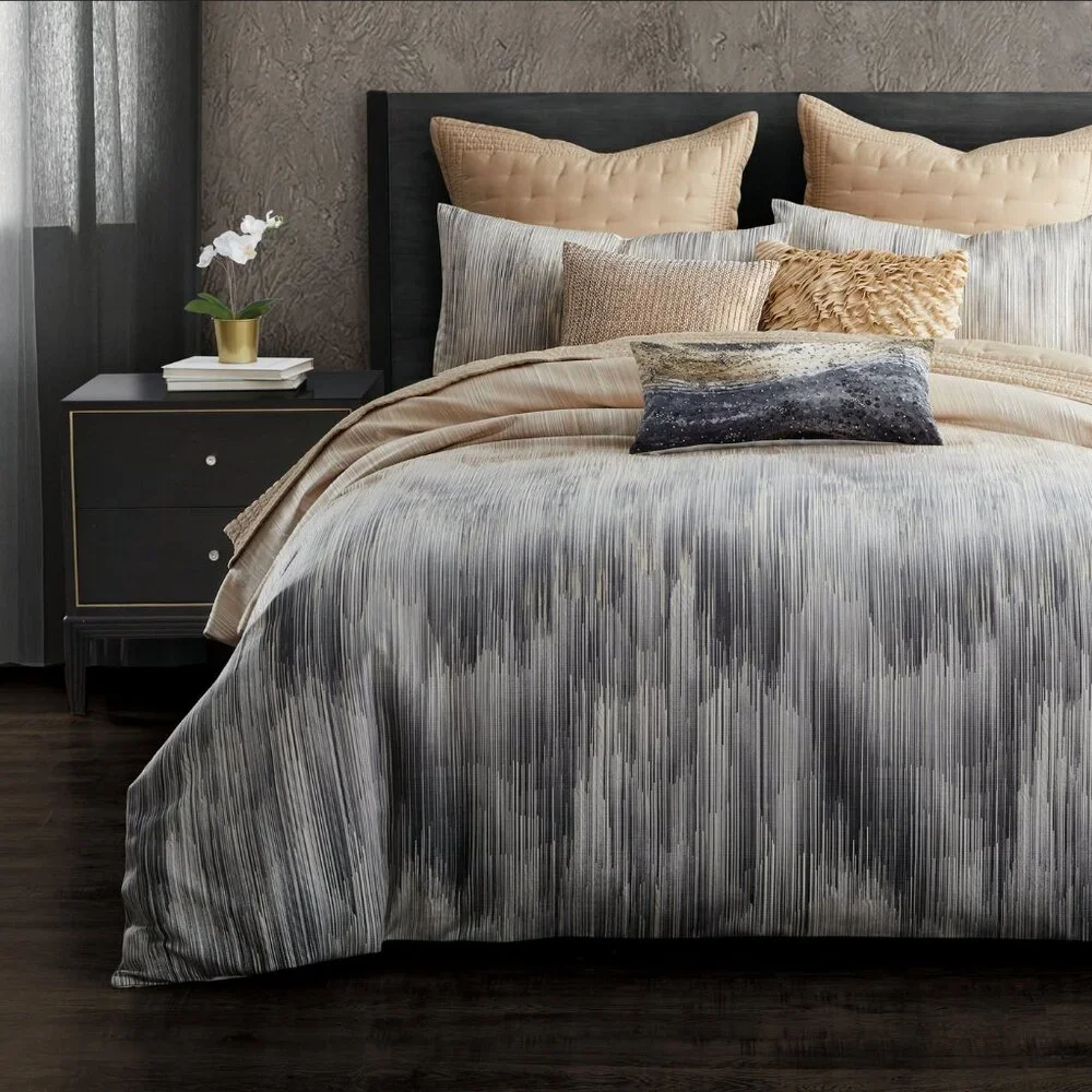 Donna Karan Home Ember King Duvet Cover Charcoal - Gold